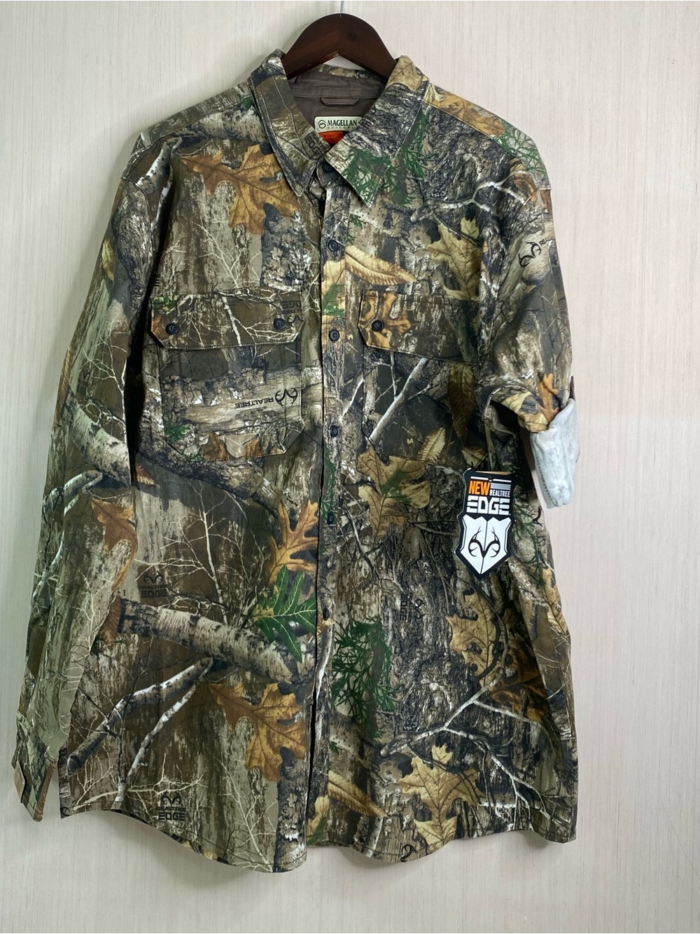 NWT Magellan Outdoors Realtree Edge Camo Men's Button-Front Hunting Shirt XL